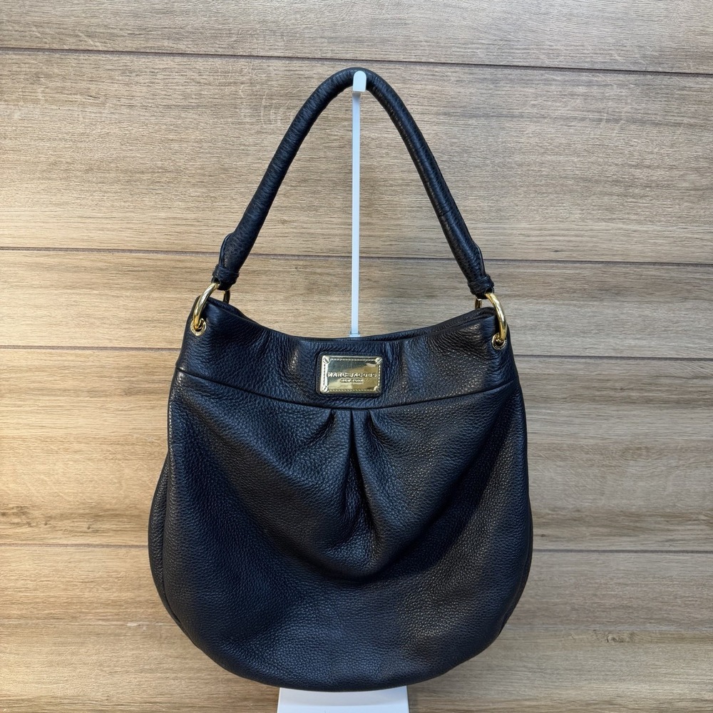 Marc by Marc Jacobs Leather Classic Q Hillier Hobo Shoulder Bag Black